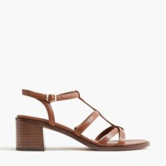 J. Crew Brown Lizard Textured T-strap Heeled Sandals/NWOT/7.5M - Picture 3 of 10